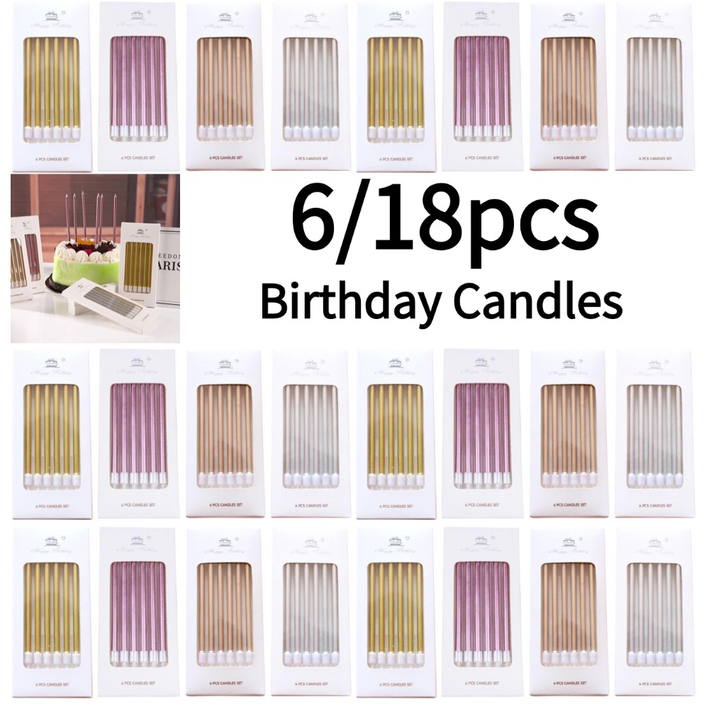 Candle For Supplies - 6/18 pçs metal ouro prata velas