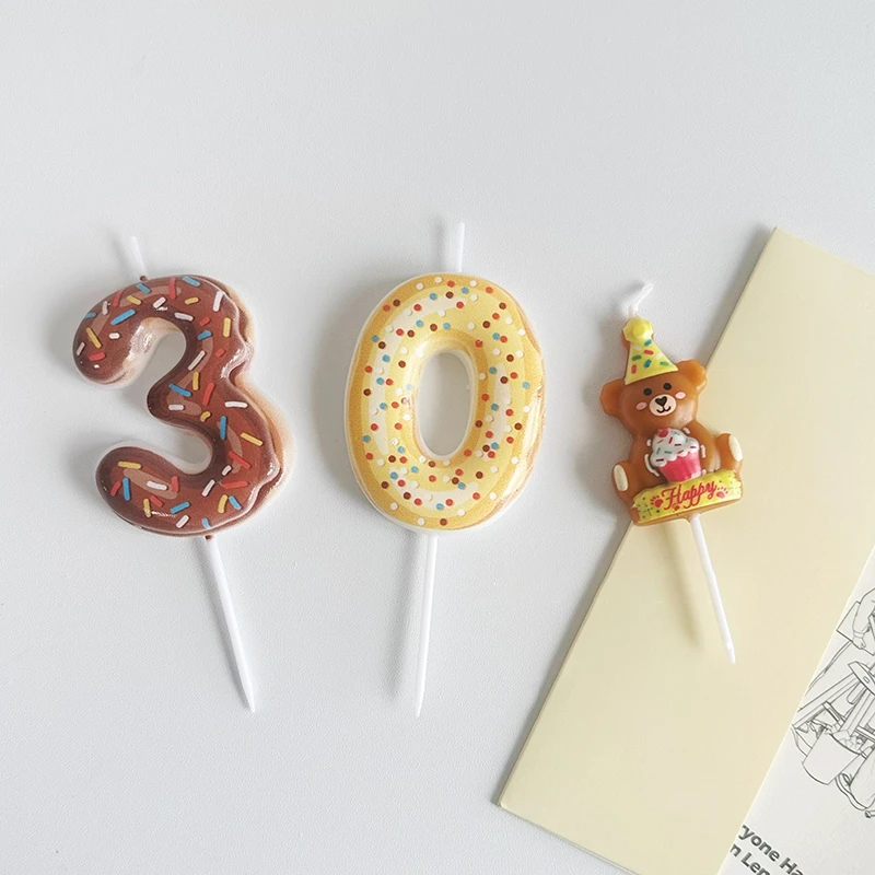 Doce donut número vela 0-9 núm - Zebra Candle Supplies avaliação e preço