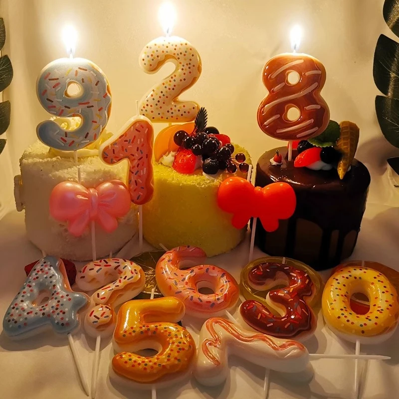Doce donut número vela 0-9 núm - Zebra Candle Supplies avaliação e preço